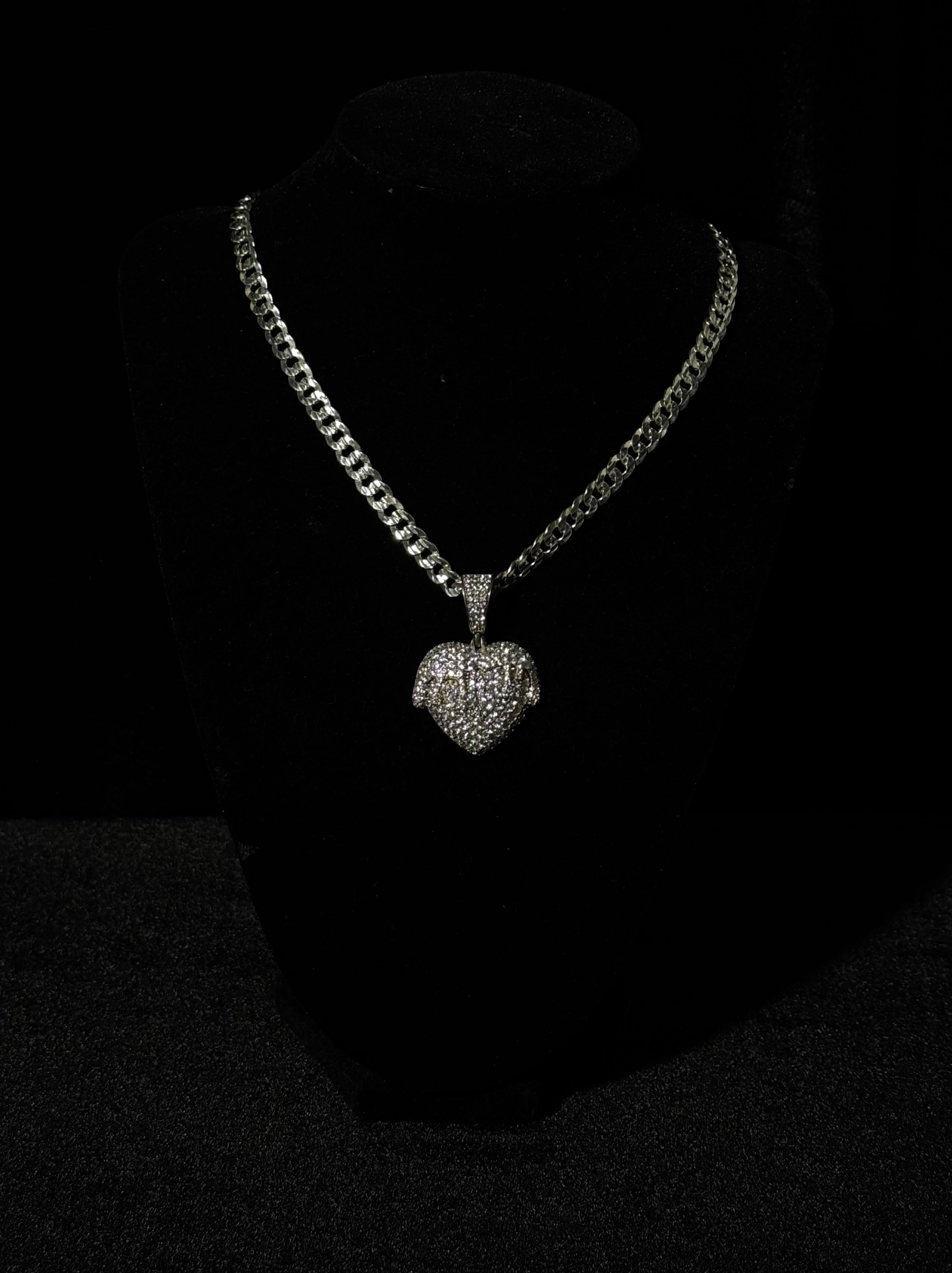 Curb Chain + Heart Shaped Pendant